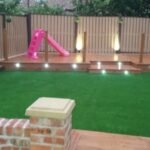 Brown composite decking with lights